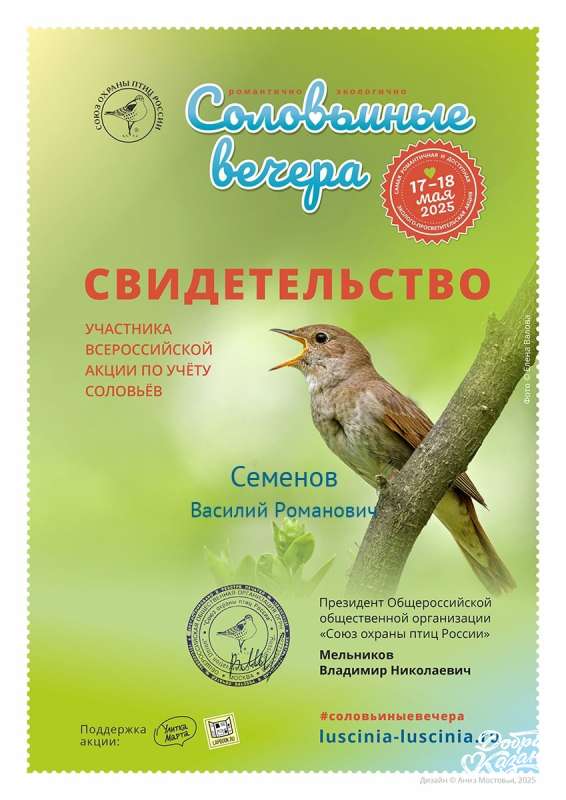 Участвую в акции "Соловьиные вечера" Участвую в акции "Соловьиные вечера"