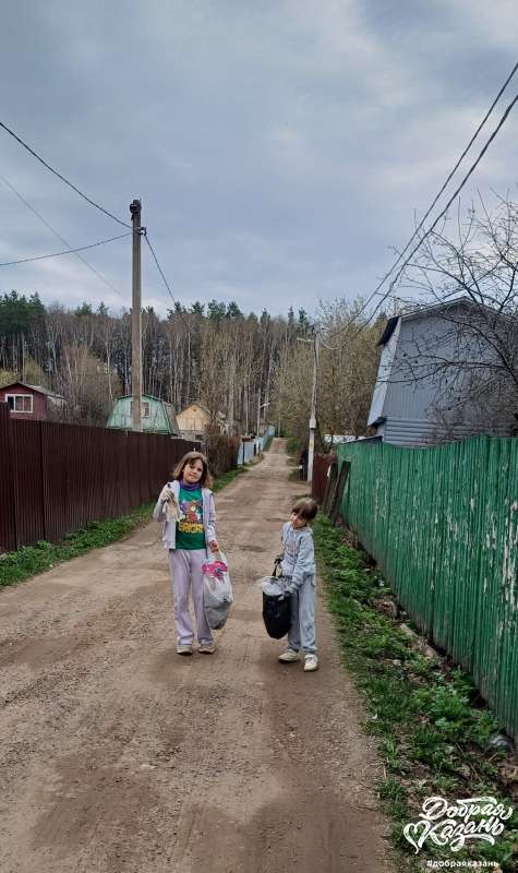 Уборка мусора на дачной аллее