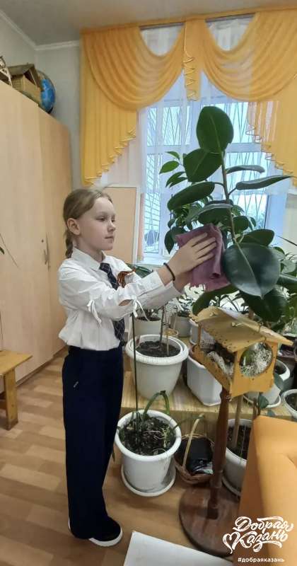Январь. Ответственная по цветам в классе.