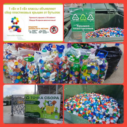 Наш класс организовал сбор пластиковых крышек. Я с родителями сдал их в точку приёма. Экологическая акция.