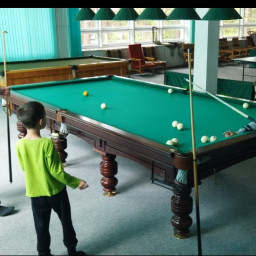 Учились вместе с братом играть в бильярд