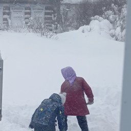 Чистил снег.